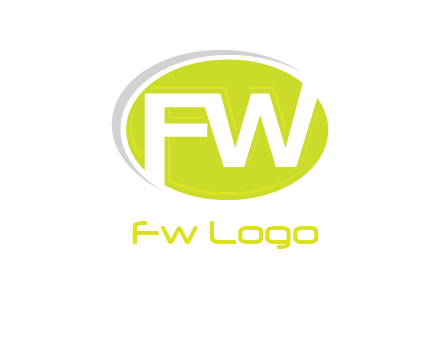 Letters FW are in a oval shape with swoosh logo