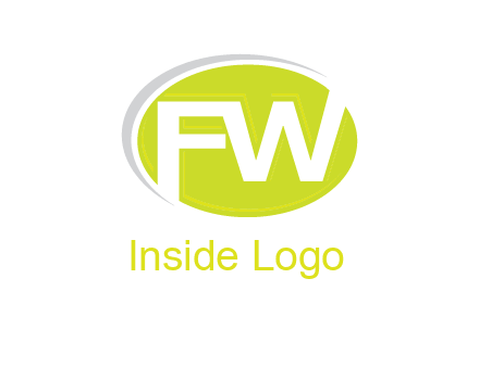Letters FW are in a oval shape with swoosh logo