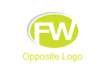 Letters FW are in a oval shape with swoosh logo