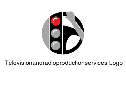 traffic light and steering wheel with hand in circle logo