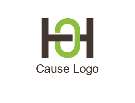 letter H going across letter O
