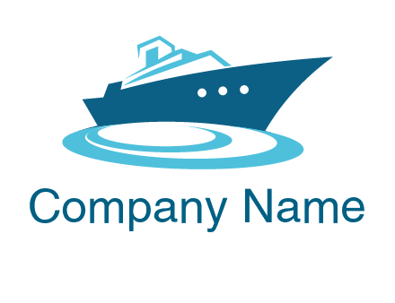 yacht with waves travel logo