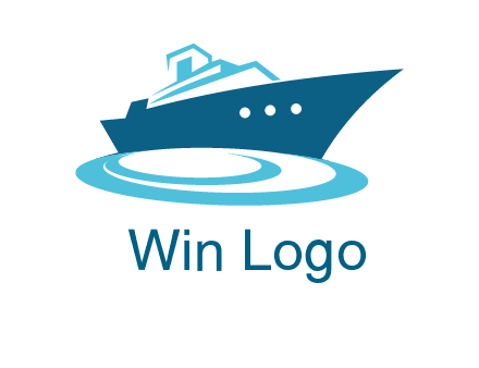 yacht with waves travel logo