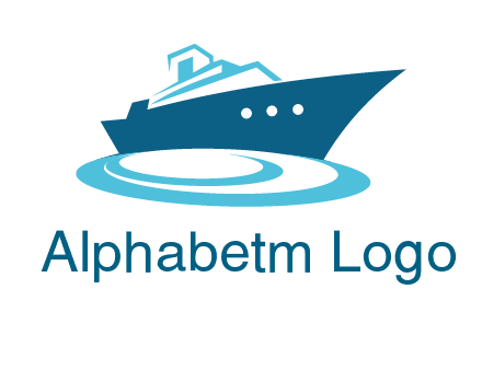 yacht with waves travel logo