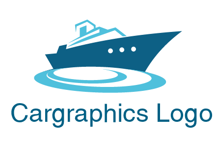 yacht with waves travel logo