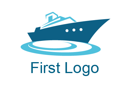 yacht with waves travel logo
