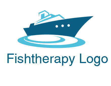 yacht with waves travel logo
