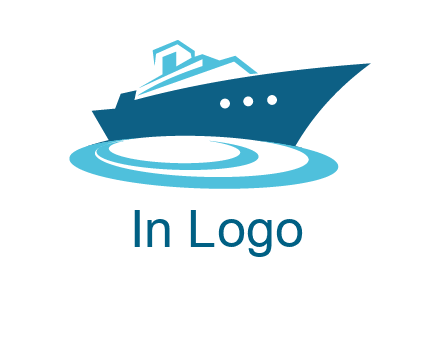 yacht with waves travel logo