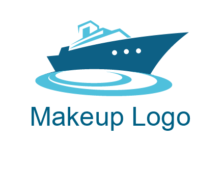 yacht with waves travel logo