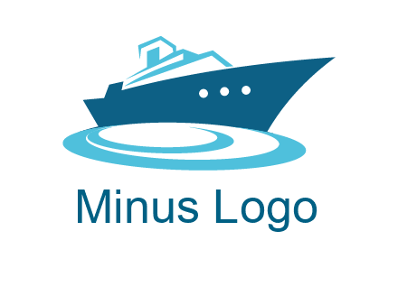 yacht with waves travel logo