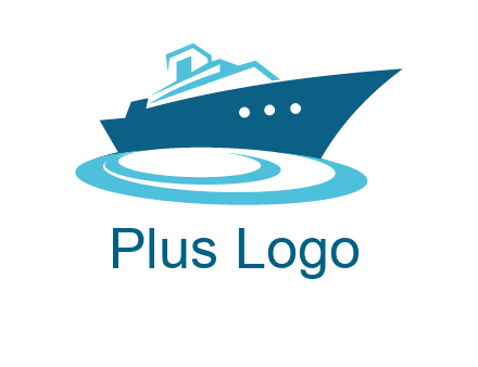 yacht with waves travel logo