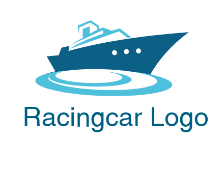 yacht with waves travel logo