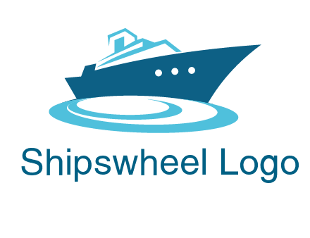 yacht with waves travel logo