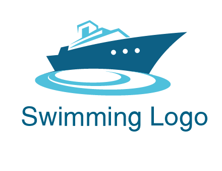 yacht with waves travel logo