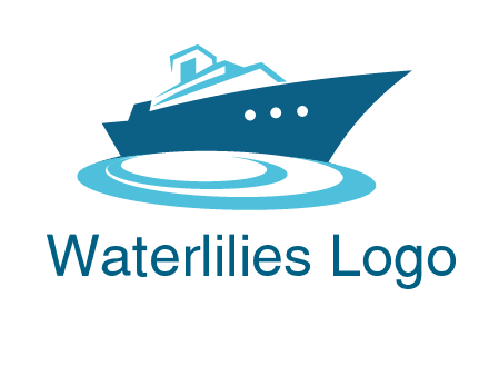 yacht with waves travel logo