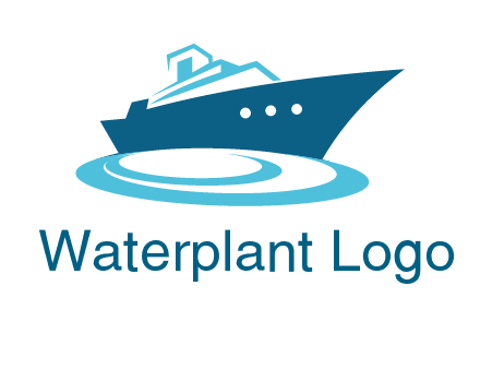 yacht with waves travel logo