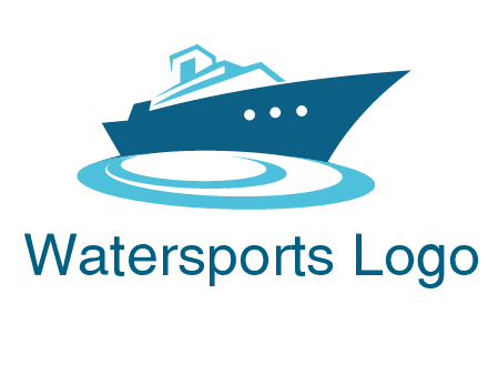 yacht with waves travel logo