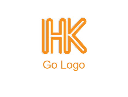 line art letter HK joined together