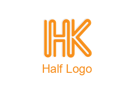 line art letter HK joined together