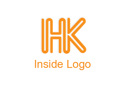 line art letter HK joined together