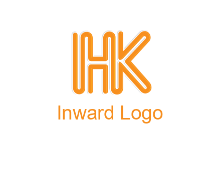 line art letter HK joined together