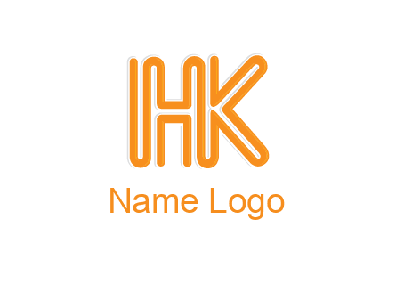 line art letter HK joined together