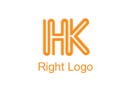 line art letter HK joined together