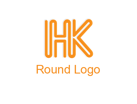 line art letter HK joined together