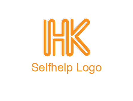 line art letter HK joined together