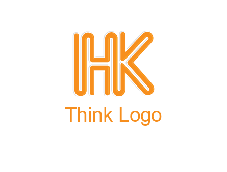 line art letter HK joined together