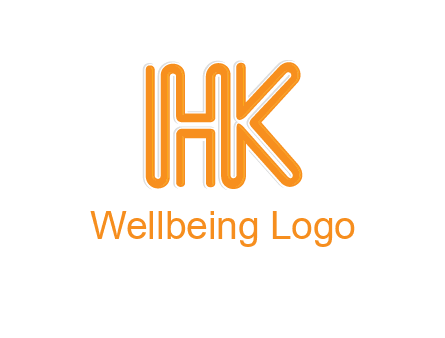 line art letter HK joined together
