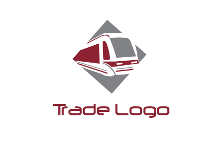 electric train in square transportation logo
