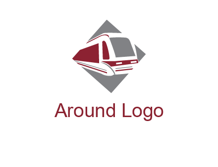 electric train in square transportation logo
