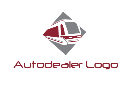 electric train in square transportation logo