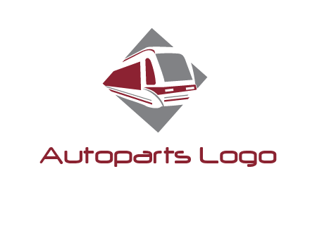 electric train in square transportation logo