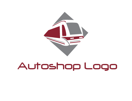 electric train in square transportation logo
