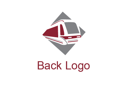 electric train in square transportation logo