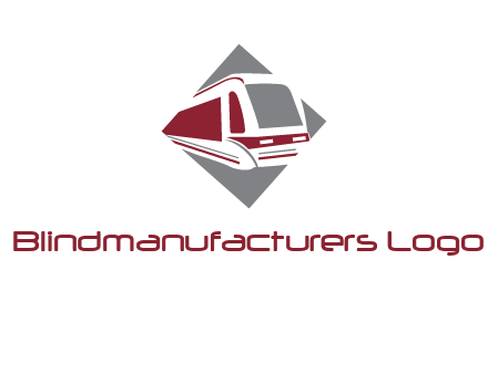 electric train in square transportation logo