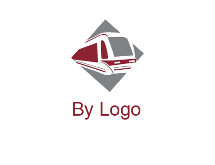 electric train in square transportation logo