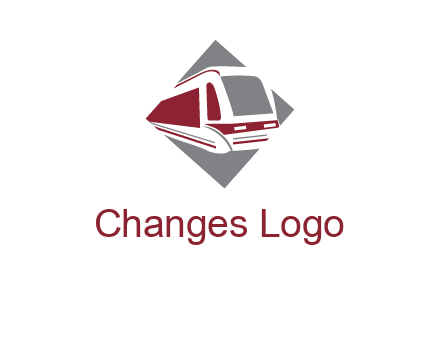 electric train in square transportation logo