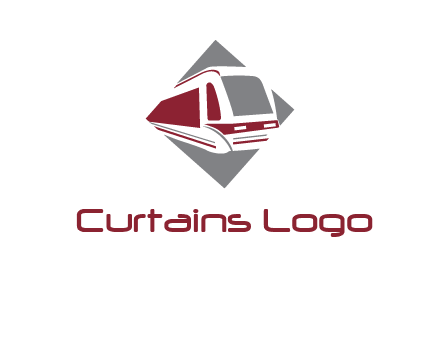 electric train in square transportation logo