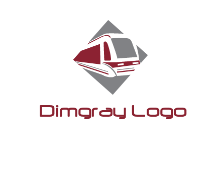 electric train in square transportation logo