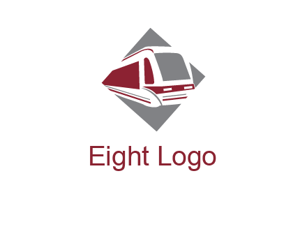 electric train in square transportation logo