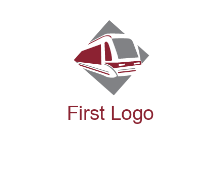 electric train in square transportation logo