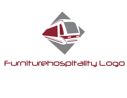 electric train in square transportation logo
