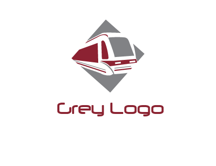 electric train in square transportation logo