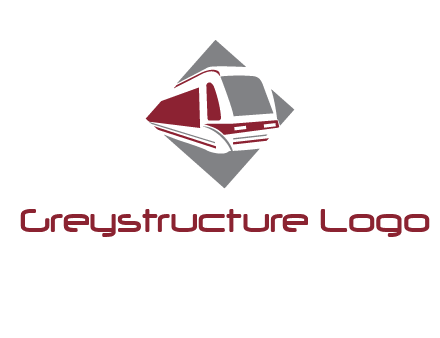 electric train in square transportation logo
