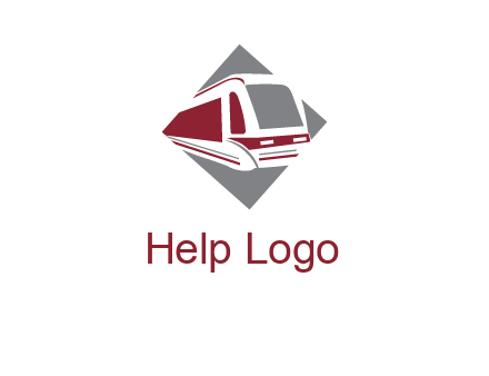 electric train in square transportation logo