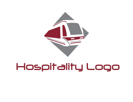 electric train in square transportation logo