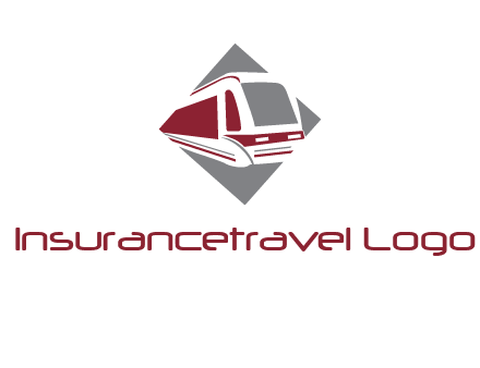 electric train in square transportation logo